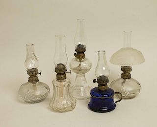 Five Assorted Oil Lamps