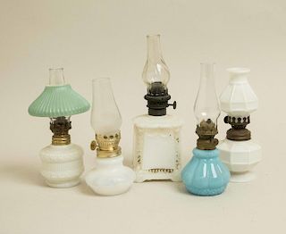 Five Assorted Small Oil Lamps
