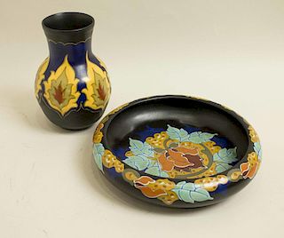 Two Regina Gouda Art Pottery Pieces