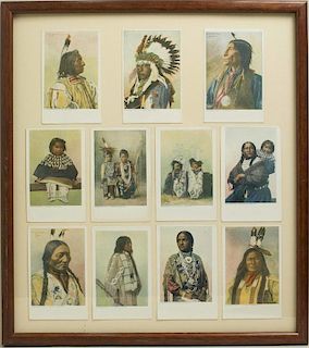 11 Framed Native American Postcards