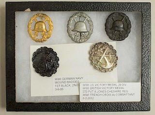 5 German WWI Wound Badges, both Army and Navy