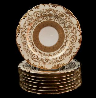 EIGHT SCHLAGGENWALD GOLD ENCRUSTED SERVICE PLATES