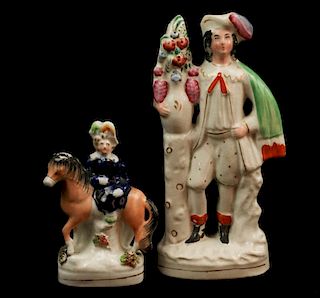 TWO 19TH CENTURY STAFFORDSHIRE POTTERY FIGURES