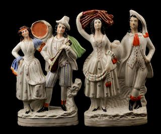 TWO 19TH CENTURY STAFFORDSHIRE POTTERY GROUPINGS