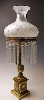 AN EARLY 19TH CENTURY FLUID LAMP, ELECTRIFIED