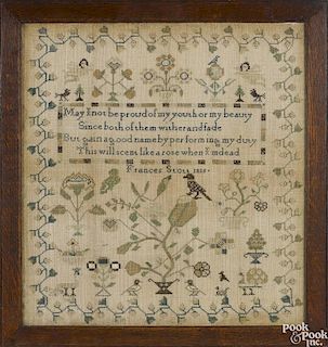 Silk on linen sampler dated 1815