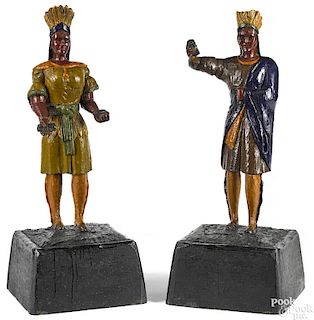 Pair of American carved and painted cigar figures