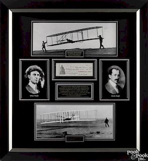 Orville Wright signed check, framed