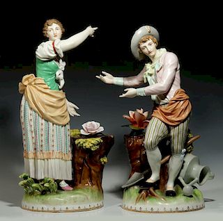 EARLY 20TH C. ERNST WAHLISS PORCELAIN FIGURES 21 INCHES