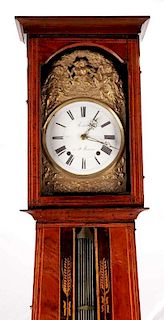 FRENCH MOBIER CLOCK IN GRAIN PAINTED AND FLORAL CASE