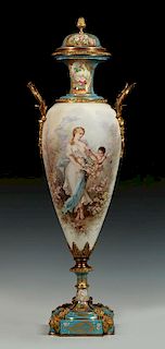 A VERY FINE 33-INCH SEVRES VASE SIGNED G. POITEVIN