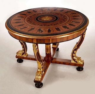 AN EARLY 20TH C REGENCY STYLE DOLPHIN CENTER TABLE