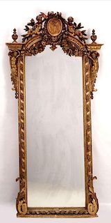 A 19TH C. NEOCLASSICAL PIER MIRROR WITH CARYATIDS