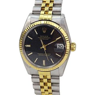Vintage Rolex Datejust 18K Yellow Gold and Stainless Steel Jubilee Black Dial Watch, 31mm Case.