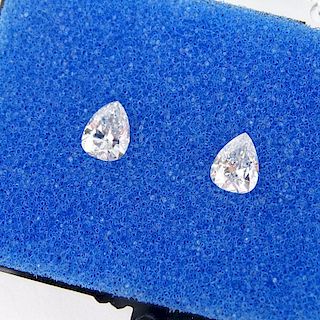 Two (2) GIA Certified Antique Pear Shape Diamonds.