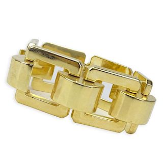 Vintage Heavy Italian 14 Karat Yellow Gold Large Link Bracelet.