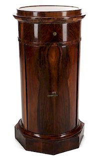 A CYLINDRICAL 19TH C. ROSEWOOD BEDSIDE COMMODE