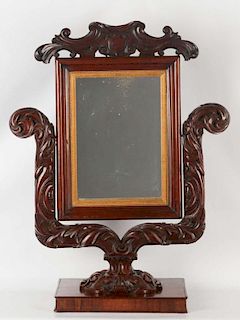 A 19THC. CARVED MAHOGANY TABLE TOP DRESSING MIRROR