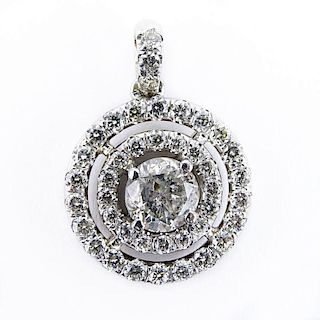 Approx. 2.83 Carat Diamond and 14 Karat White Gold Pendant Set in the center with a 1.08 Carat Round Brilliant Cut Diamond.