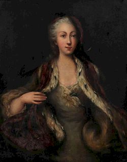 AN 18THC STYLE PORTRAIT OF A NOBLEWOMAN IN ERMINE