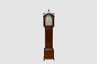 James Perrigo, Jr. Carved Cherry Tall Case Clock, Wrentham, MA.