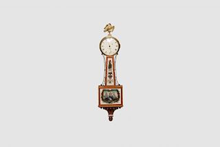 Foster Compos Mahogany Inlaid Banjo Clock, Pembroke, Mass.
