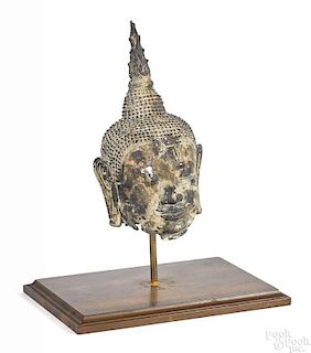 Thai bronze buddha head,