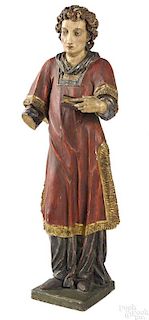Continental carved and painted gessoe figure
