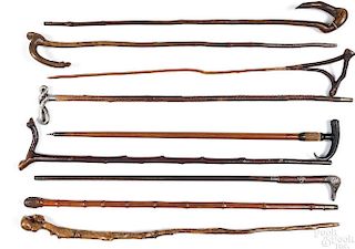 Collection of nine canes