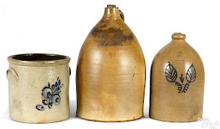 New Jersey three-gallon stoneware jug, 19th c.