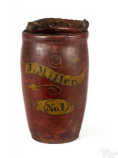 American painted leather fire bucket, 19th c.