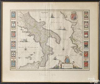 Blaue engraved map of Italy