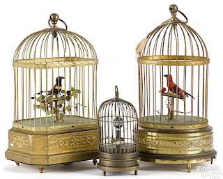Three German musical bird cages