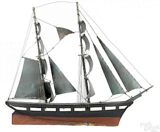 Copper and wood ship model, early 20th c.