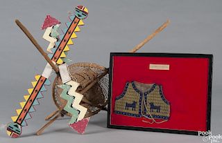 Two Hopi painted lightning sticks