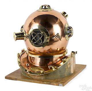 Reproduction copper and brass diving helmet