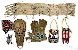Native American beaded hide items