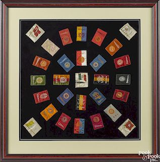 Group of framed silk patches