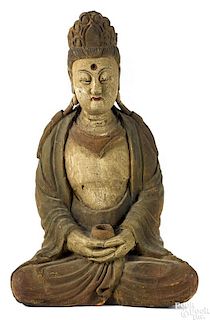 Chinese carved and painted seated figure