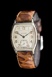 A 14 Karat White Gold Filled Wristwatch, Waltham,