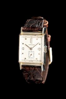A 14 Karat White Gold and Diamond Wristwatch, Longines, Circa 1945,