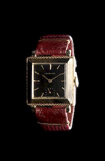 A 14 Karat Yellow Gold Wristwatch, Longines,