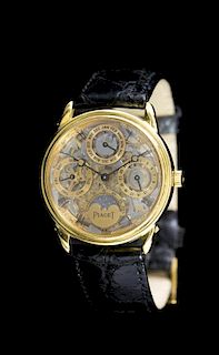 An 18 Karat Yellow Gold Cal. 4296 Skeletonized Wristwatch, Piaget, Circa 1995,