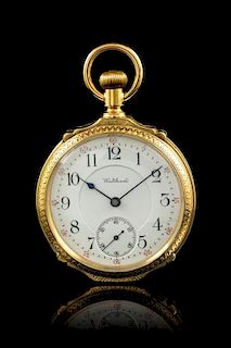 An 18 Karat Yellow Gold Model 1899 Open Face Pocketwatch, Waltham, Circa 1902,