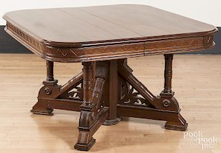 Victorian walnut dining room extension table