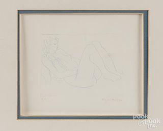 Henri Matisse signed etching of a blue nude