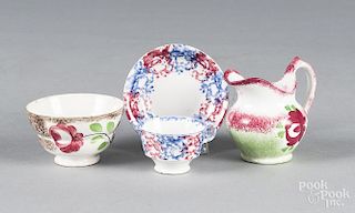 Red and green spatter creamer with Adams Rose