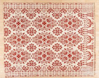 Red and white American Independence coverlet