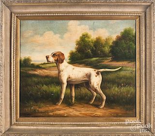 Contemporary oil on canvas of a sporting dog