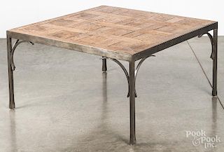 Oak and stainless steel coffee table